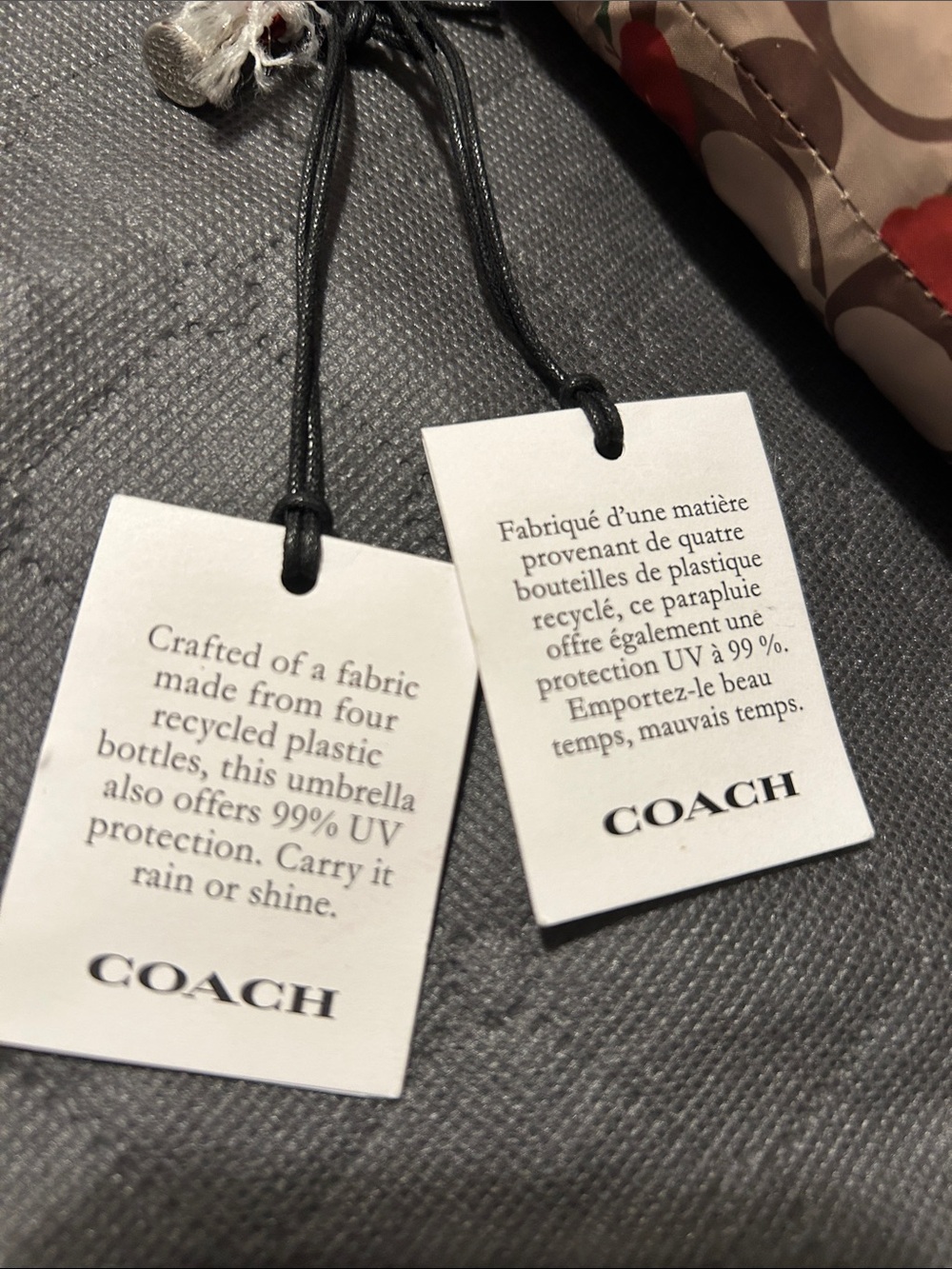 Coach Signature Floral Compact Umbrella Sleeve in Beige and Red - Picture 2 of 2